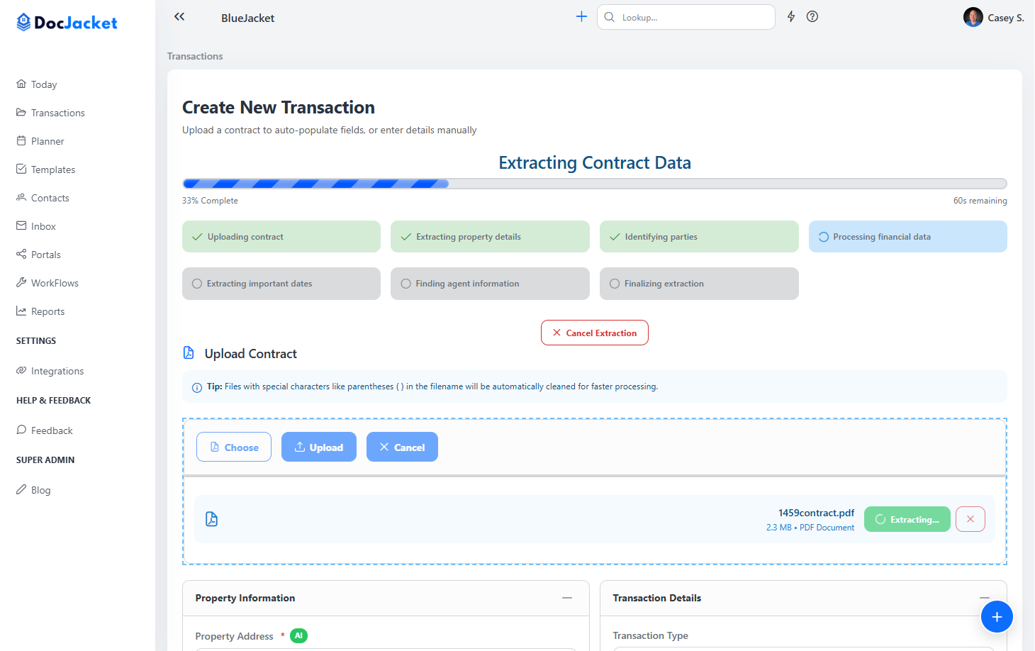 DocJacket AI contract reading interface