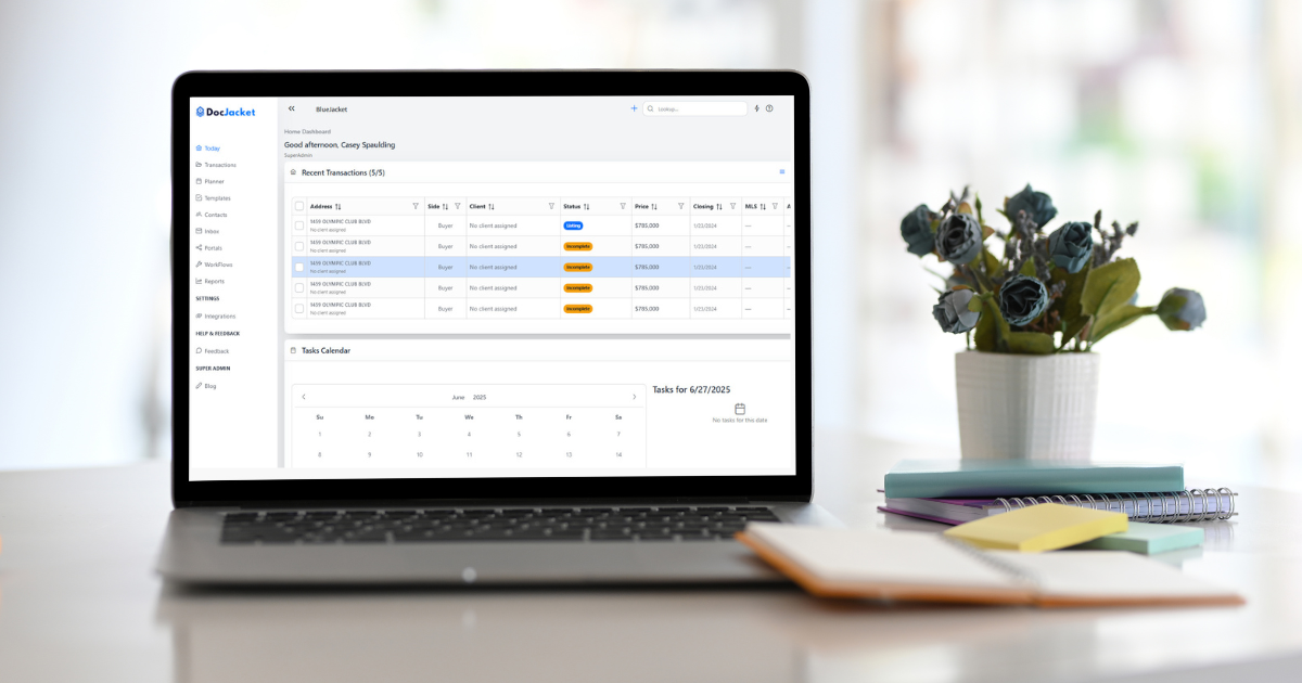 Professional home office setup for remote transaction coordinator